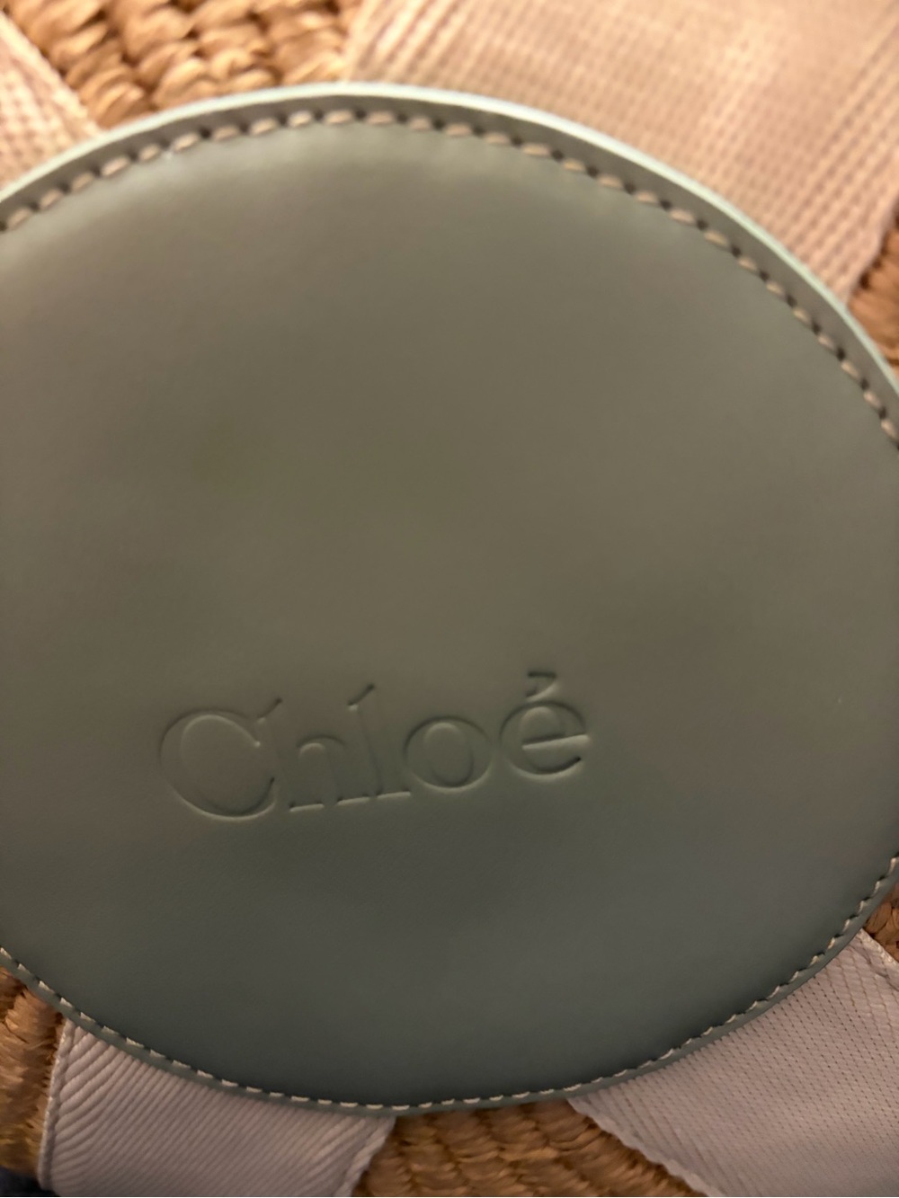 Chloe Woody Large Basket Tote - Color: Bluish Green - Picture 9 of 10